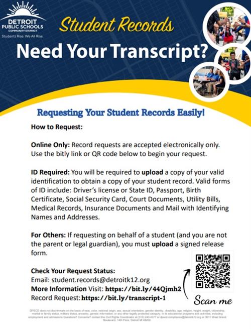  Information on how to obtain your transcripts. 